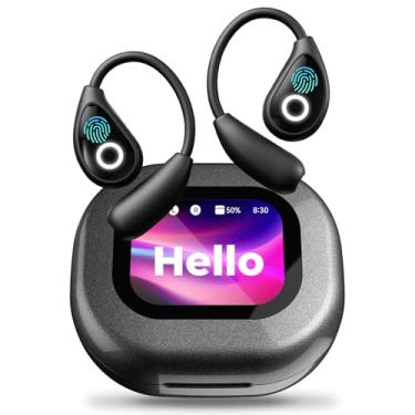 Imagem de Fervidus Fones de ouvido de tradução de idiomas AI, tela sensível ao toque LCD OWS tradutor em tempo real para 144 idiomas, dispositivo de tradução de fones de ouvido ideal para aprendizado de viagens