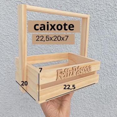 Imagem de Kit 2 caixote cesta páscoa de pinus 22,5x20x22,5 cesta cafe da manha -