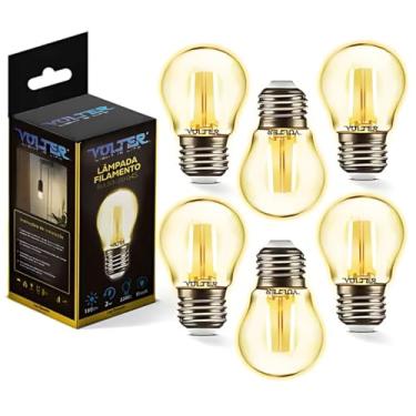 Imagem de Kit 6 Lâmpada Led retro Bolinha G45 2w Filamento Volter Bivolt E27 2200k Branco Quente