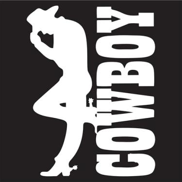 Imagem de Adesivo Country Silhueta Cowboy Estilo Fazenda para Moto Carro Caminhonete Parede Ambientes Temáticos (BRANCO, 413x55cm)