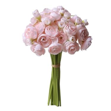 Imagem de 18 buquê de flores de ranúnculo de seda artificial para uso interno, para vaso, flores realistas com hastes dobráveis, arranjo floral para decoração de casa, casamento, artesanato DIY, festa, peça