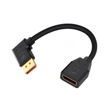 Imagem de Duttek 16K 40Gbps Display Port 2.1 Cabo 6 polegadas/15 cm, cabo de extensão DisplayPort 90 graus (8K/120Hz, 4k/240Hz), porta de exibição de ângulo esquerdo macho para fêmea DP 1.4 cabo para PC, laptop