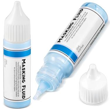 Imagem de Feifeiya 2 peças de fluido de máscara para pintura em aquarela, frasco de capacidade de 15 ml com bocal aplicador de 3 mm, caneta de fluido de máscara para vários projetos de arte, tinta aquarela