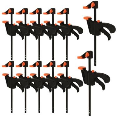 Imagem de LOYORTY 12 braçadeiras de barra para marcenaria, grampos de madeira de 10 cm, grampos de aderência rápida, braçadeira de gatilho, catraca com uma mão, braçadeira de madeira para artesanato de colagem