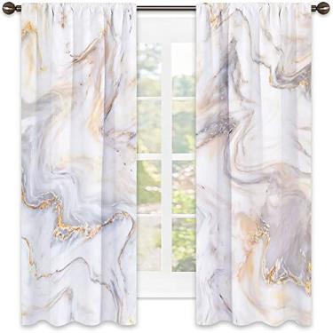 Imagem de Cortinas blecaute de mármore – Cortinas de quarto e sala de estar com isolamento térmico, economia de energia e redução de ruído, L 182 x C 182 cm