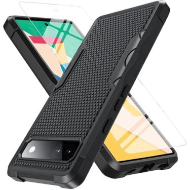 Imagem de Capa QW-Pixel7A-BK para Google Pixel 7a com protetor de tela de vidro temperado, capa protetora dupla para Pixel 7a, capa militar resistente para Google Pixel 7a, 6,1 polegadas, preta