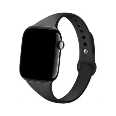 Imagem de Pulseira Silicone Sport Fina Esportiva Slim, compatível com Apple Watch (38mm/40mm/41mm, Preto)