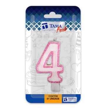 Imagem de Vela De Aniversário Número Branco E Rosa Com 10 Un. - TAMAROZZI EMBALA