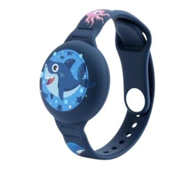 Imagem de Pulseira Para Airtag Infantil À Prova Dágua Impermeável e Divertida (Azul/Tubarão)
