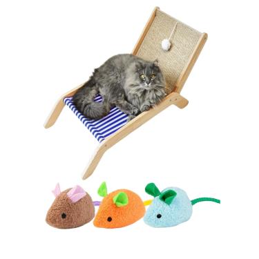 Imagem de Cadeira de praia para gatos, espreguiçadeira elevada com 3 Ratinhos com Catnip para gatos