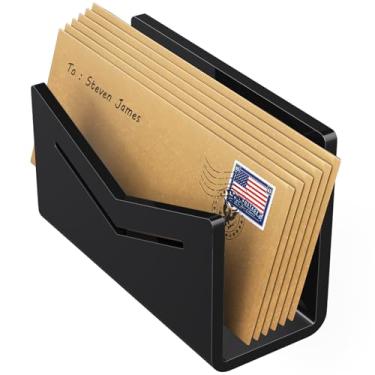 Imagem de Beego Bancada organizadora de envelopes e correios - organizador de mesa de acrílico preto porta-cartas, classificador de arquivos de mesa, organizador de documentos para escritório, casa, escola