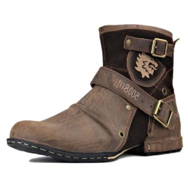 Imagem de Bota masculina OSSTONE de couro Chukka com zíper e botas casuais estilo retrô OS-5008-1-DA1B1, Light Brown, 10 Wide