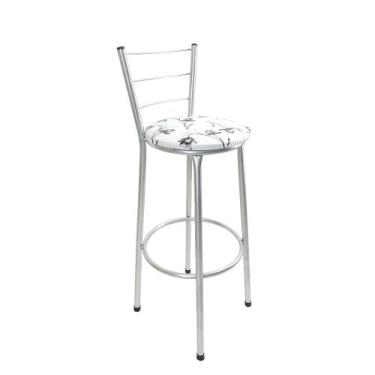Imagem de Kit banqueta alta prata cozinha americana gourmet bistrô bar - FortMix