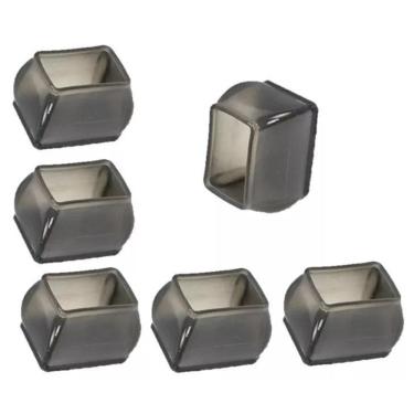 Imagem de Kit 4 Ponteira Retangular Com Feltro Pé Cadeira Moveis Preto