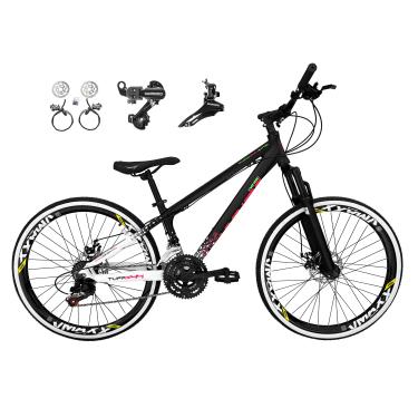 Imagem de Bicicleta Aro 26 Vikingx Tuff X44 Preto/Branco 21v Câmbios Shimano Tz Freios Hidráulicos (óleo) Rodas Vmaxx Preto