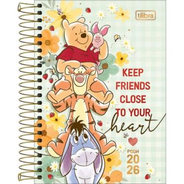 Imagem de Tilibra - Agenda Espiral Diária 12,9 x 18,7 cm Pooh 2026 - Fundo Verde - Keep Friends