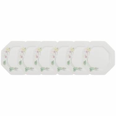 Imagem de Estojo com 6 Pratos Rasos. Modelo Octogonal Prisma. Decoração Encanto. Fabricado pela Porcelana Schmidt
