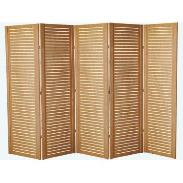 Imagem de 5 Biombo Folha Horizontal Ripado Divisor Ambiente Madeira - JT HOME