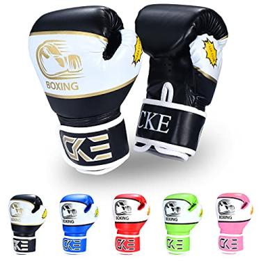 Imagem de Luvas de boxe CKE para crianças de 3 a 8 anos de idade para meninos e meninas. Kit de Sparring juvenil para saco de pancada, kickboxing, Muay Thai, Preto