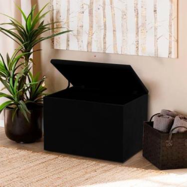 Imagem de Puff Baú Retangular Estofado Decorativo - Realizar, Preto