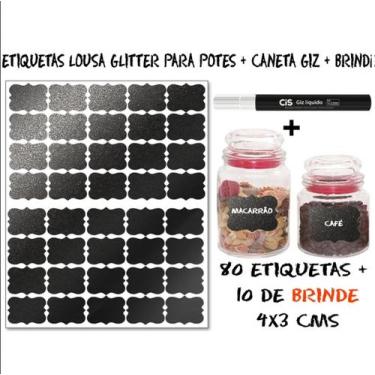 Imagem de 80 Etiquetas Lousa Medidas 4x3 cms + Caneta Giz Branca - Etiquetas Col