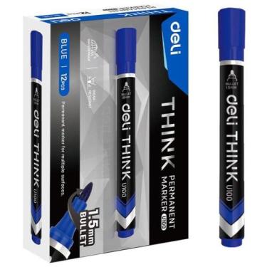 Imagem de Pincel Marcador Permanente Ponta Bullet Redonda 1,5MM Azul Caixa com 1