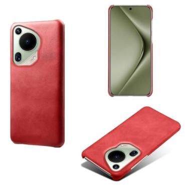 Imagem de Capa para Huawei Pura 70 ultra,Proteção contra quedas,Casca de volta de cor sólida simples,Design de couro de imitação de plástico-Red