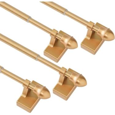 Imagem de Pacote com 4 varões de cortina magnéticos para janelas de portas de metal, 23,5 a 40,6 cm, aparelho ajustável multiuso para ferro e aço, 1/2 polegada de diâmetro, sem ferramentas, ouro