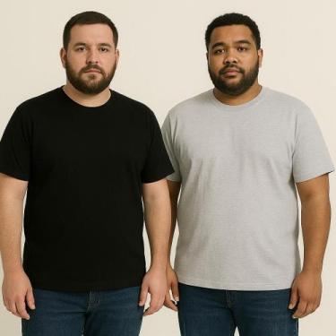 Imagem de Kit 2 Camiseta Camisa PLUS Size Masculina básica 100% Algodão lisa qua