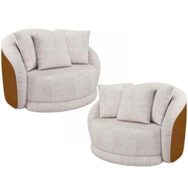 Imagem de Kit 02 Poltronas Decorativa Sala Base Giratória Witta M03 material sin