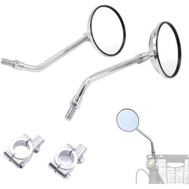 Imagem de 2 Pack Espelho De Bicicleta, Espelhos De Bicicleta De Metal Vintage Para Hdlebars, Espelhos Retrovisores Ajustáveis Para Bicicleta De Estrada De Montanha Bicicleta Elétrica, Square
