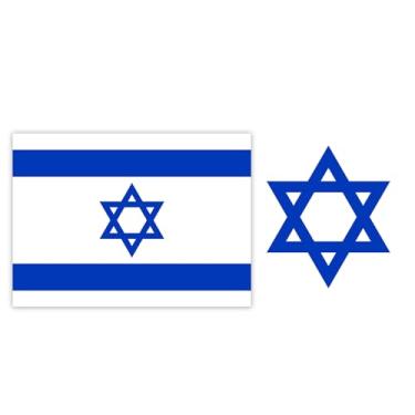 Imagem de (Conjunto de 2) Bandeira de Israel e Estrela de Davi Adesivo UV DTF Símbolo Patriótico Design para Janela de Carro Laptop Garrafa de Água Mala Decoração de Parede Exterior Interior 7 e 5 Polegadas
