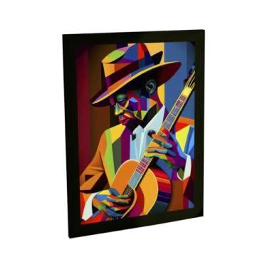 Imagem de Quadro Decorativo Violão Antigo Blues Ilustração Geométrica V2 Decoração Poster Quarto Sala