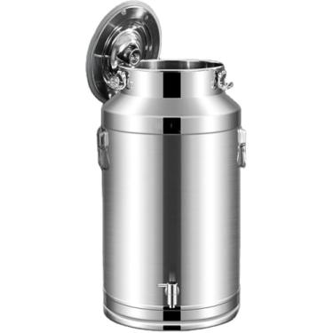 Imagem de 5l / 9l / 14l Seal Milk Transport Can Balde De Leite De Aço Inoxidável Balde De Vinho Barril Com Torneira Torneira - Jarro De Água Recipiente De Líquido Recipiente De Chá, Siliver, 9L