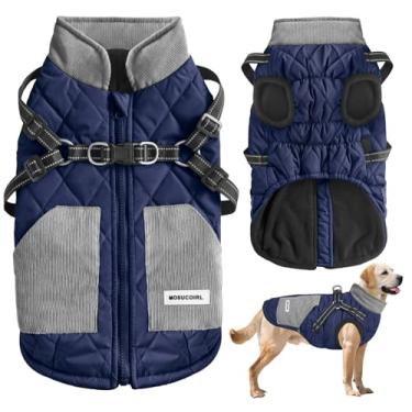Imagem de Mosucoirl Casacos quentes para cães, roupas para animais de estimação, à prova d'água, refletivas, para inverno, para clima frio, jaquetas de neve, colete para cães pequenos, médios e grandes (azul