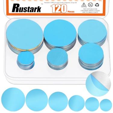 Imagem de Rustark 120 peças, 6 tamanhos, redondo, sob a luz do armário, fita magnética, adesivo, azul, tiras magnéticas de substituição com suporte adesivo para luzes de armário luzes LED