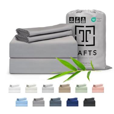 Imagem de Tafts Bambu Sheets Califórnia King - 100% Pure Bamboo Viscose Folhas - 400tc Bamboo Lençóis - 4 peças - 17 "bolso profundo - sensação de seda, resfriamento, antiestático, hipoalergênico (cinza espacial)