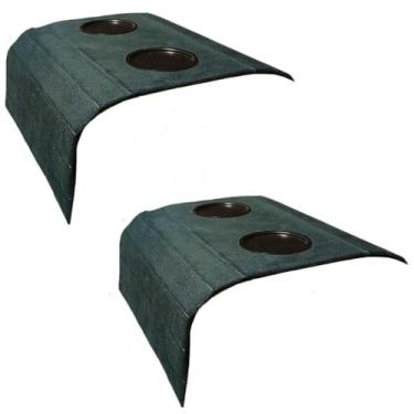 Imagem de Kit 2 Esteiras Porta Copos Para Braço de Sofá - Bandeja Suporte Apoio Flexível(Suede Azul Petróleo)