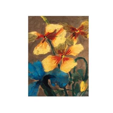 Imagem de Flores Pintura em tela Famosa Pintura Reprodução-Quadros para sala de estar-Amarílis amarela e azul-Pôster e impressões 60x80cm Sem Moldura