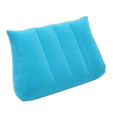 Imagem de ＫＬＫＣＭＳ Travesseiro inflável em forma de cunha para cama, formato triangular, para descanso e viagens, encosto multiposições engrossado, Turquesa