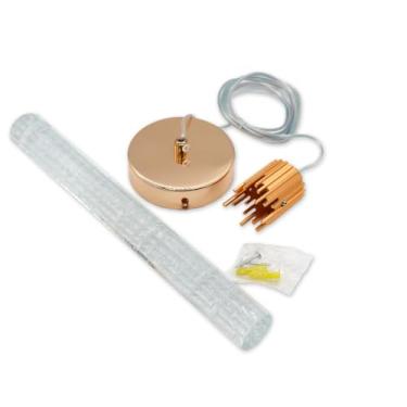 Imagem de Luminária Pendente Moderno Dourado Sabre Cilindro Cristal Led 3 Cores Bivolt 110v/220v