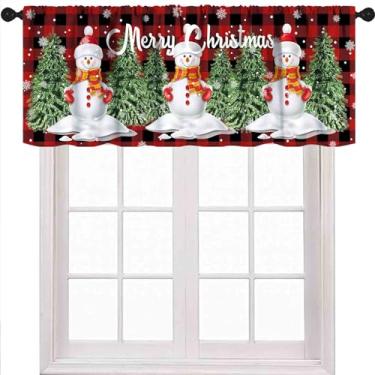 Imagem de Saia vermelha de Natal para cozinha, flocos de neve de inverno, flocos de neve, festa de ano novo, pequena janela curta, tratamentos para quarto, café, sala de estar, 1 peça, 137 x 45 cm