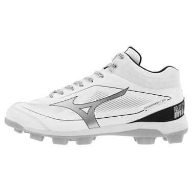Imagem de Mizuno Chuteira masculina de beisebol Cushion revo Diamond Mid TPU Spike, Branco/preto, 41