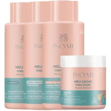 Imagem de Kit Inoar Meu Cacho, Meu Crush Sh 500ml + Cond 500ml + Máscara 500g + 