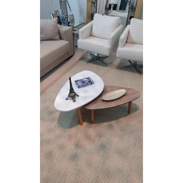 Imagem de Conjunto de mesa centro de sala Orgânica Paris Wood White