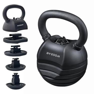 Imagem de BYZOOM FITNESS Adjustable Kettlebell 30lb Weight Training Fitness Exercise Full Body Workout 5 in 1 for Home Gym Beginners Woman Black