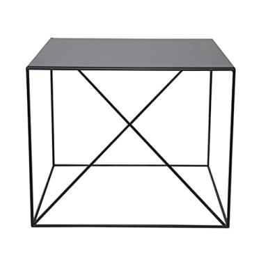 Imagem de Mesa de centro de design simples, mesa de centro quadrada de ferro forjado, mesa de chá industrial, sofá, canto lateral, mesa lateral de café, usada para escritório, sala de estar, quarto, varanda