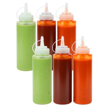 Imagem de Kit Bisnaga Flexível Profissional Restaurante Delivery Caldas Hamburguer Molhos (Ketchup Mostarda Maionese) (6 Bisnagas 800ml)