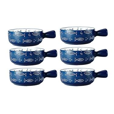 Imagem de Tigela de cereais 590 ml tigelas de sopa com alças mini caçarola - para sopa de tortilha, aveia, cereal, torta de frango, ensopado de carne, sopa - conjunto de 6 tigelas de sopa para cozinha (cor