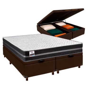 Imagem de Cama Box Bau Blindado Queen + Colchão Molas Ultralastic Bogota Inducol